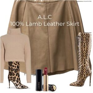 A.L.C 100% Lamb Leather Tan Skirt 0